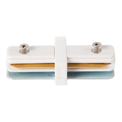 Conector para luces en sistema de rieles monofásico recto blanco