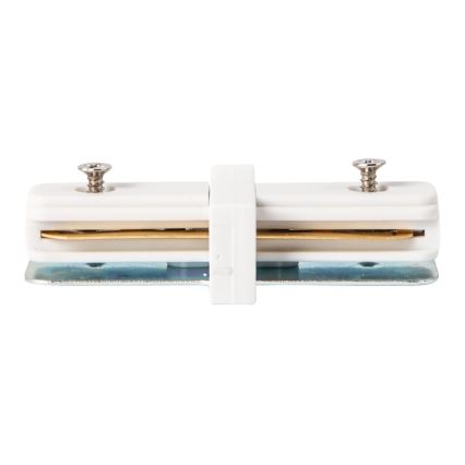 Conector para luces en sistema de rieles monofásico recto blanco