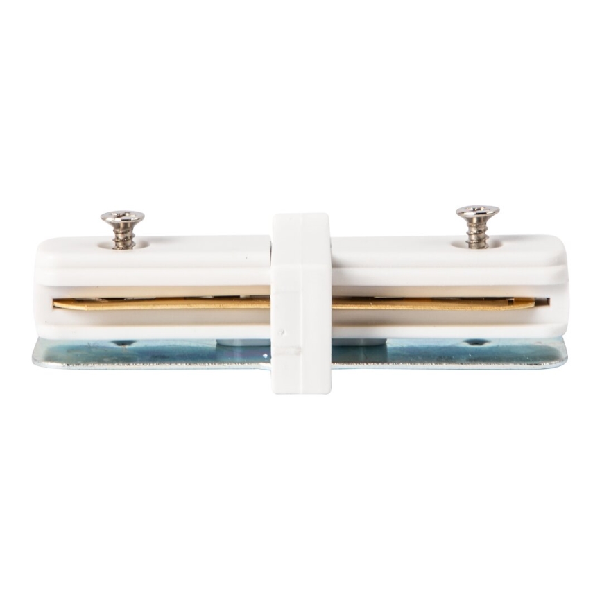 Conector para luces en sistema de rieles monofásico recto blanco