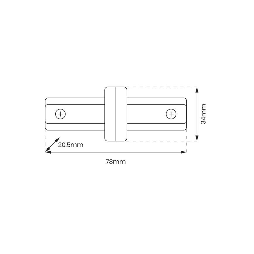 Conector para luces en sistema de rieles monofásico recto blanco