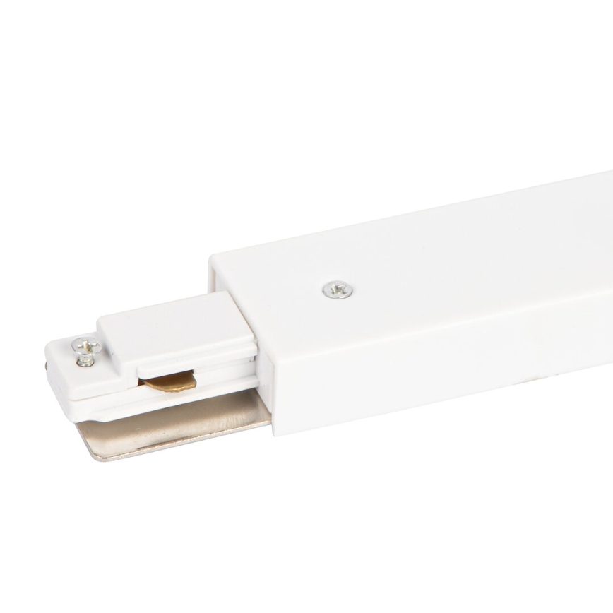 Conector para luces en sistema de rieles monofásico recto + fuente de alimentación blanco