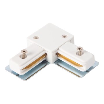 Conector para luces en sistema de rieles monofásico tipo L blanco