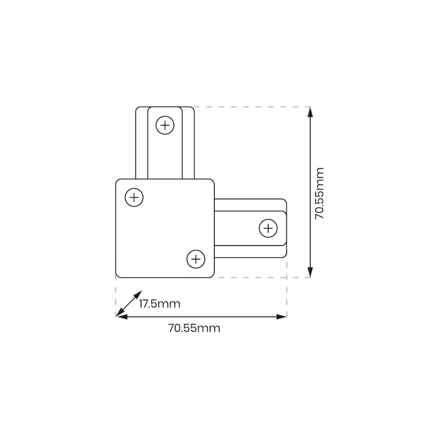 Conector para luces en sistema de rieles monofásico tipo L blanco
