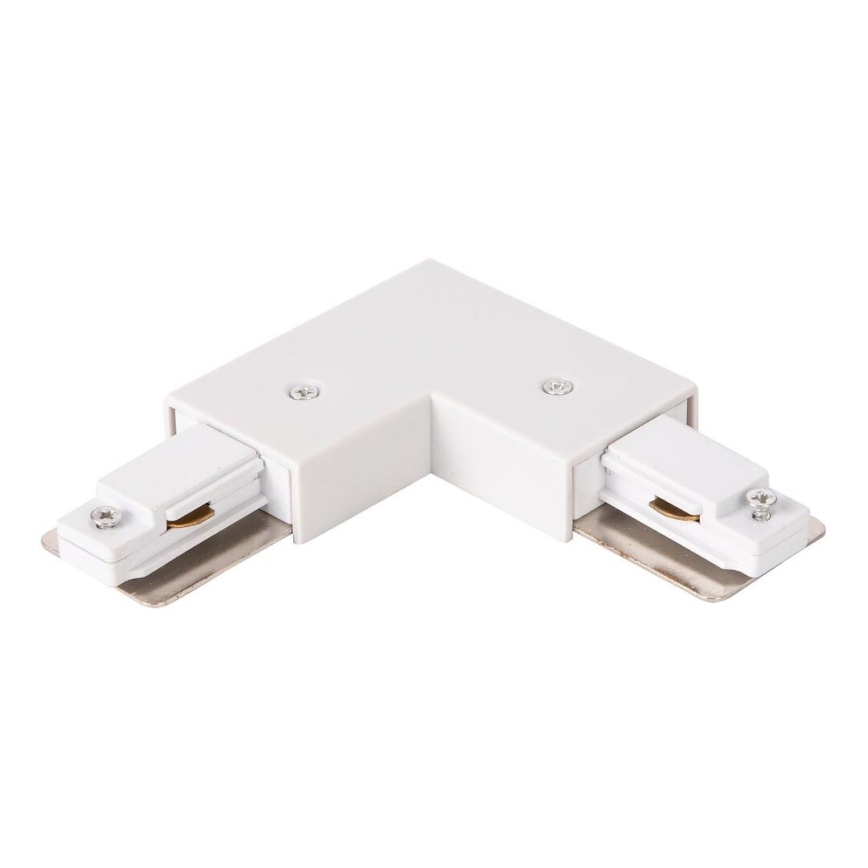Conector para luces en sistema de rieles monofásico tipo L + fuente de alimentación blanco