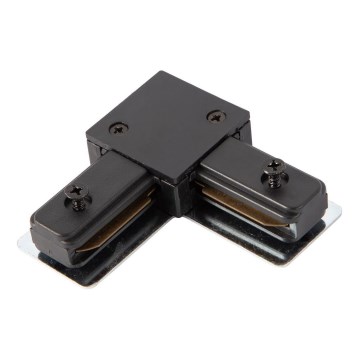 Conector para luces en sistema de rieles monofásico tipo L negro