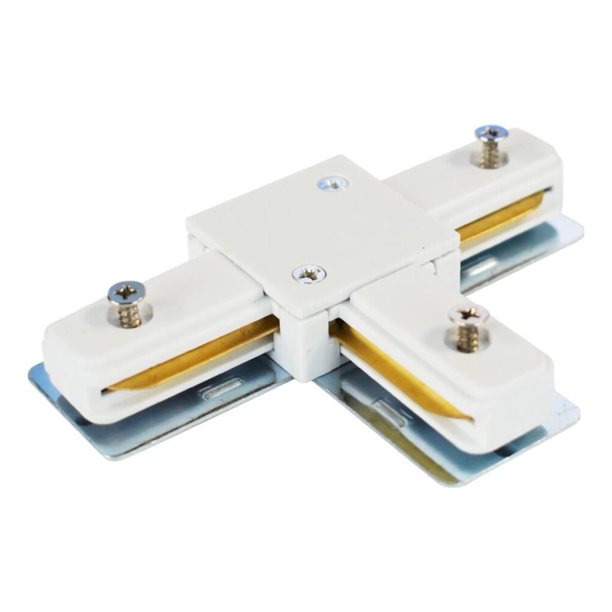Conector para luces en sistema de rieles monofásico tipo T blanco
