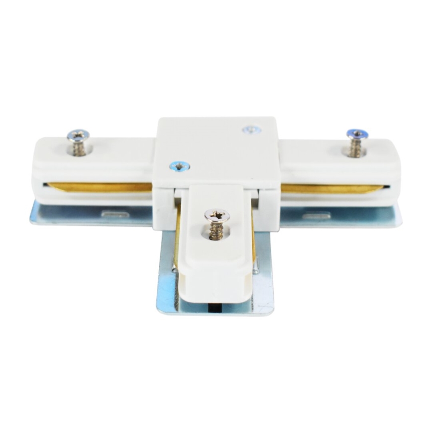 Conector para luces en sistema de rieles monofásico tipo T blanco