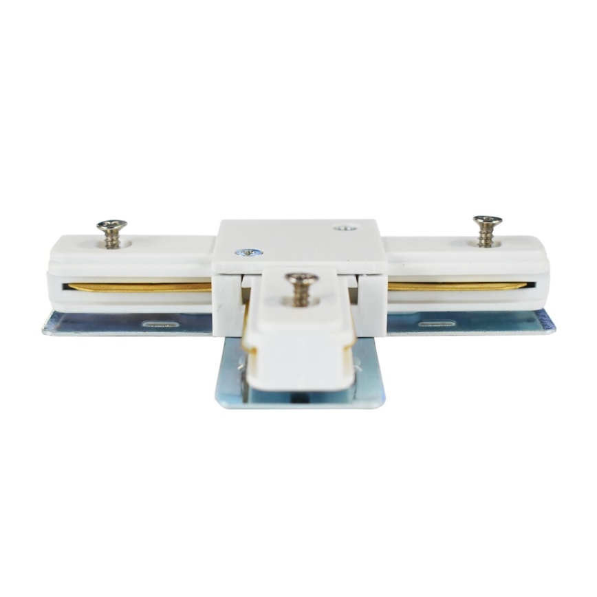 Conector para luces en sistema de rieles monofásico tipo T blanco