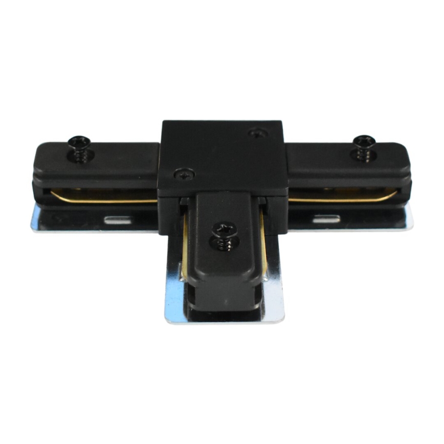 Conector para luces en sistema de rieles monofásico tipo T negro