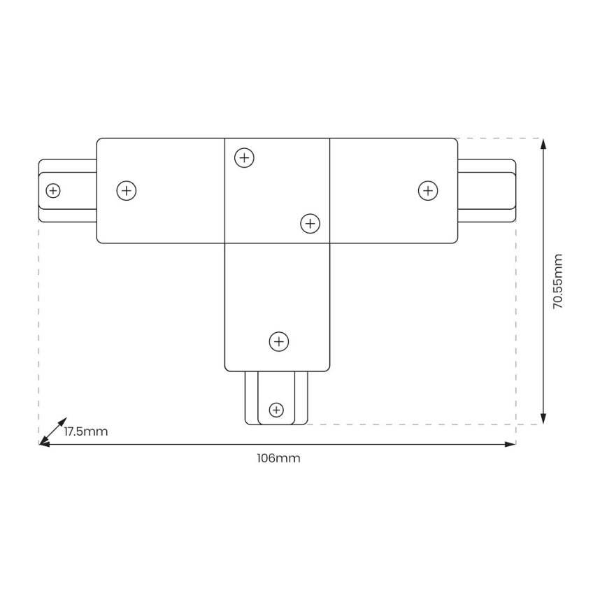 Conector para luces en sistema de rieles monofásico tipo T negro