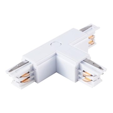 Conector trifásico para lámparas en el sistema de rieles TRACK blanco tipo T