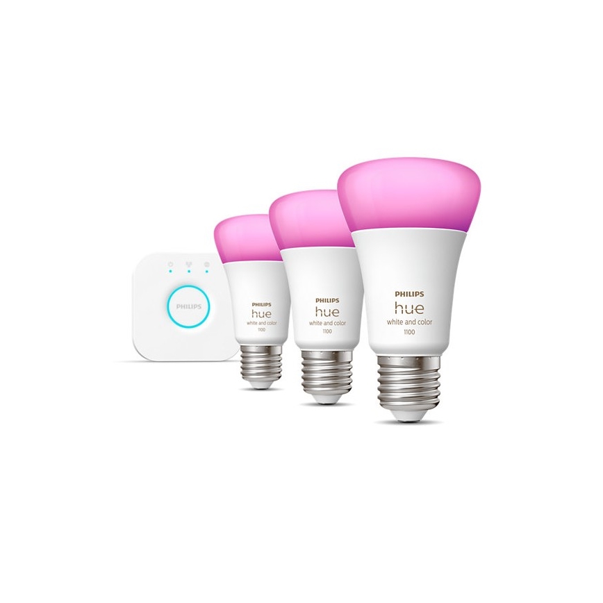 Conjunto básico Philips Hue WHITE AND COLOR AMBIANCE 3xE27/9W/230V 2000-6500K + dispositivo de conexión