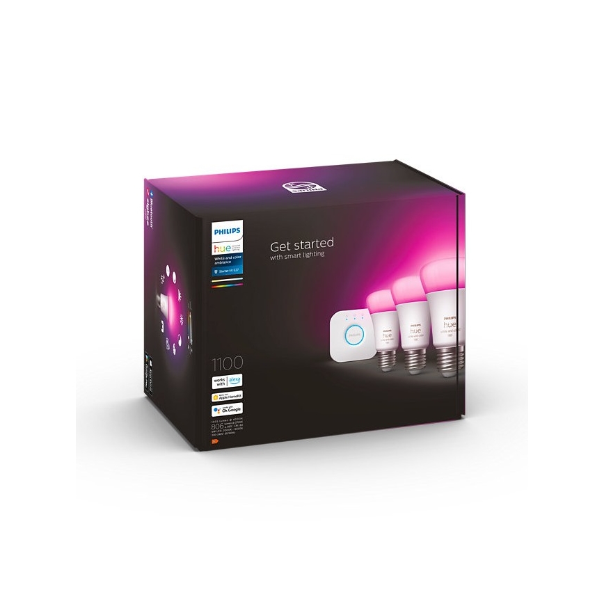 Conjunto básico Philips Hue WHITE AND COLOR AMBIANCE 3xE27/9W/230V 2000-6500K + dispositivo de conexión