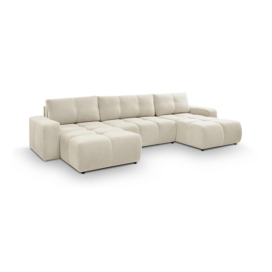 Conjunto de salón en forma de U tapizado plegable con espacio de almacenamiento ALMADA beige
