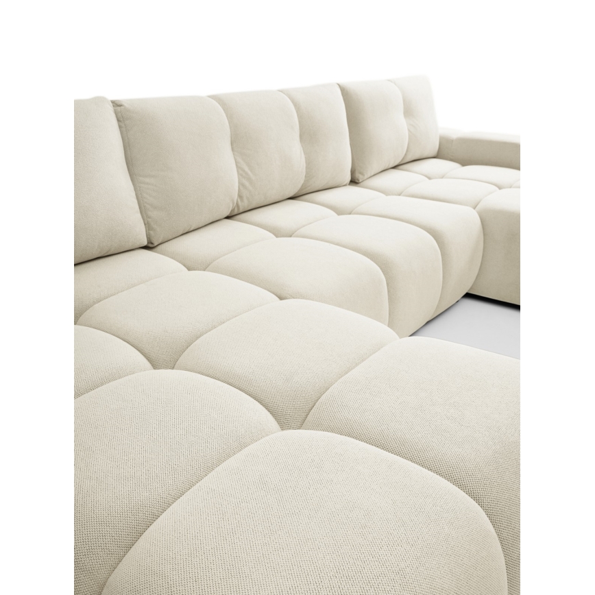 Conjunto de salón en forma de U tapizado plegable con espacio de almacenamiento ALMADA beige