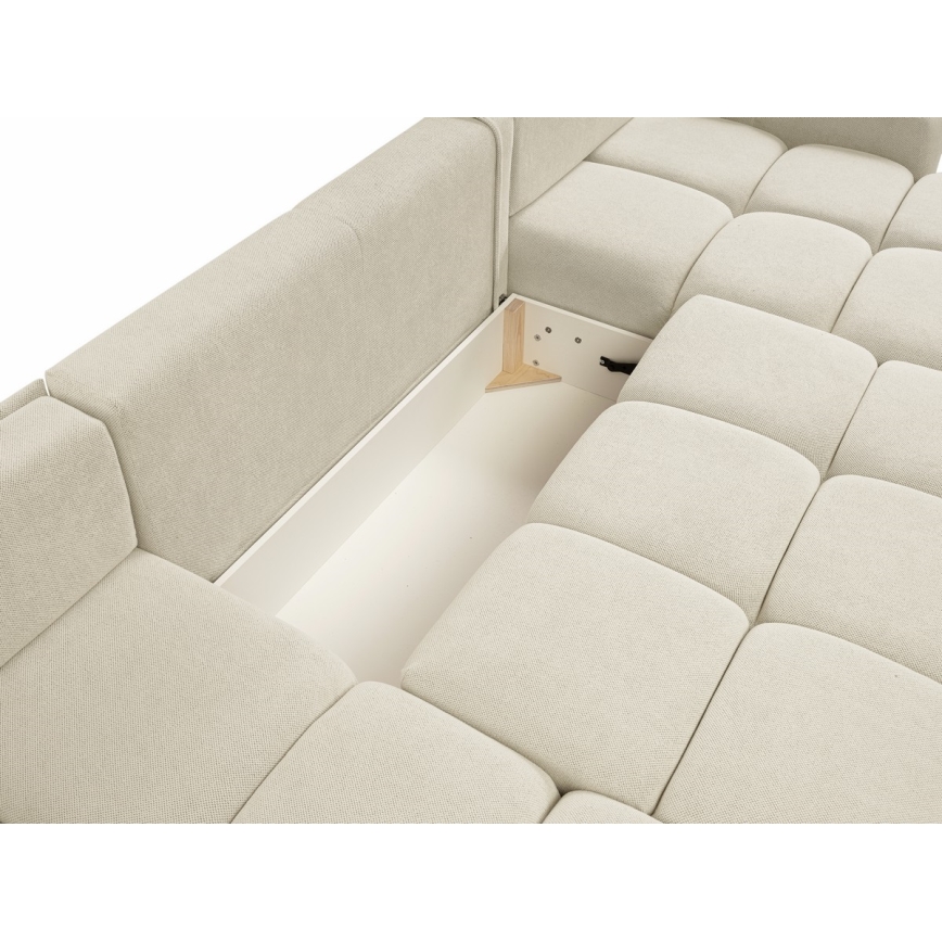Conjunto de salón en forma de U tapizado plegable con espacio de almacenamiento ALMADA beige