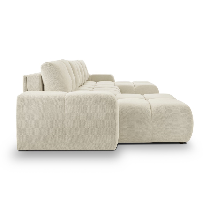 Conjunto de salón en forma de U tapizado plegable con espacio de almacenamiento ALMADA beige