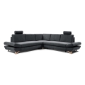 Conjunto de salón esquinero tapizado en forma de L plegable con espacio de almacenamiento AVESTA derecho antracita