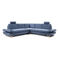 Conjunto de salón esquinero tapizado en forma de L plegable con espacio de almacenamiento AVESTA derecho azul