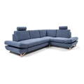 Conjunto de salón esquinero tapizado en forma de L plegable con espacio de almacenamiento AVESTA derecho azul