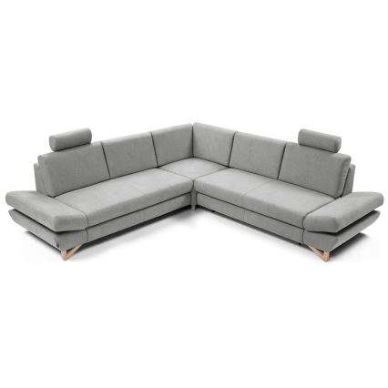 Conjunto de salón esquinero tapizado en forma de L plegable con espacio de almacenamiento AVESTA derecho gris