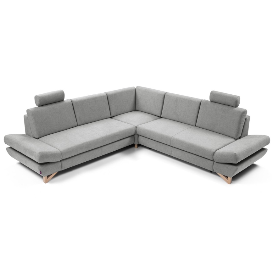 Conjunto de salón esquinero tapizado en forma de L plegable con espacio de almacenamiento AVESTA derecho gris