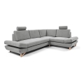 Conjunto de salón esquinero tapizado en forma de L plegable con espacio de almacenamiento AVESTA derecho gris