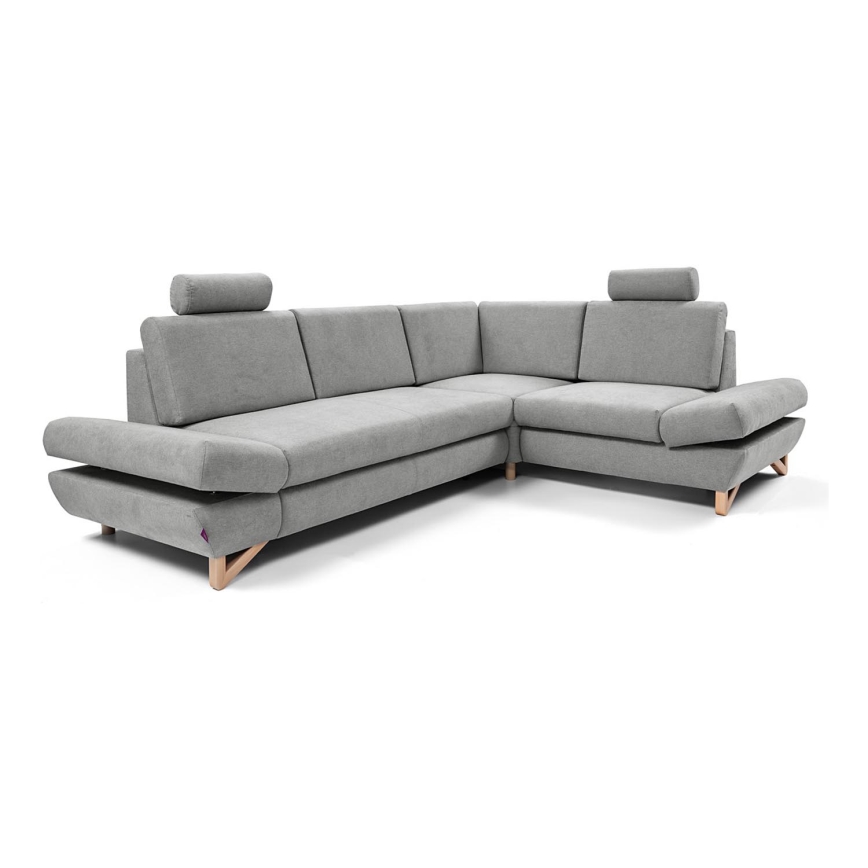 Conjunto de salón esquinero tapizado en forma de L plegable con espacio de almacenamiento AVESTA derecho gris