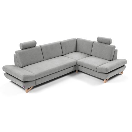 Conjunto de salón esquinero tapizado en forma de L plegable con espacio de almacenamiento AVESTA derecho gris