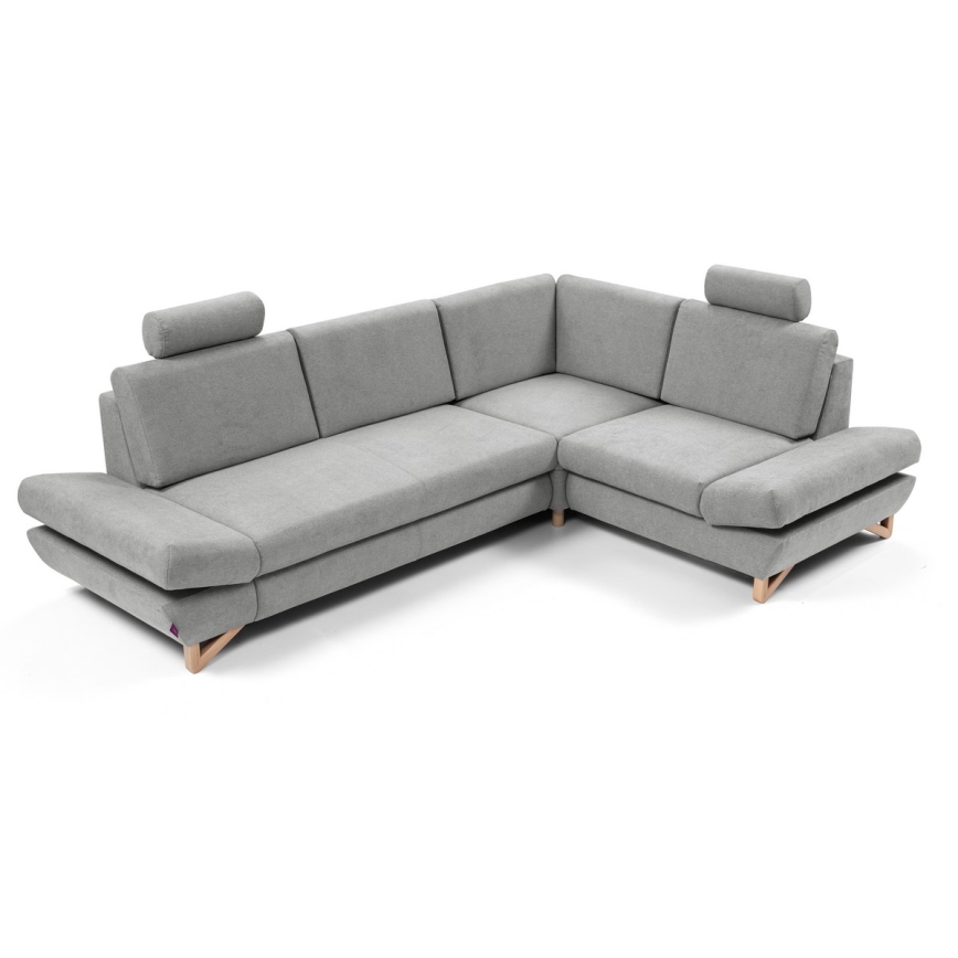 Conjunto de salón esquinero tapizado en forma de L plegable con espacio de almacenamiento AVESTA derecho gris