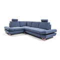 Conjunto de salón esquinero tapizado en forma de L plegable con espacio de almacenamiento AVESTA izquierda azul