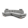 Conjunto de salón esquinero tapizado en forma de L plegable con espacio de almacenamiento AVESTA izquierda gris