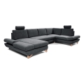 Conjunto de salón esquinero tapizado en forma de U plegable con espacio de almacenamiento AVESTA derecho antracita