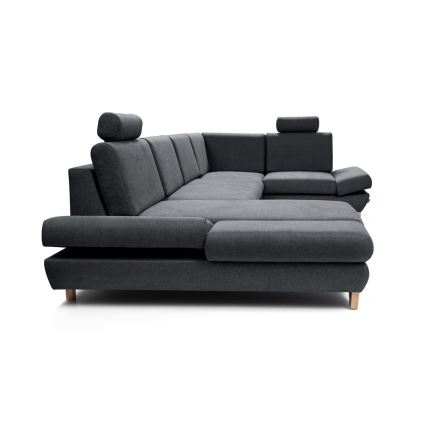 Conjunto de salón esquinero tapizado en forma de U plegable con espacio de almacenamiento AVESTA derecho antracita