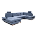 Conjunto de salón esquinero tapizado en forma de U plegable con espacio de almacenamiento AVESTA derecho azul