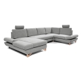 Conjunto de salón esquinero tapizado en forma de U plegable con espacio de almacenamiento AVESTA derecho gris