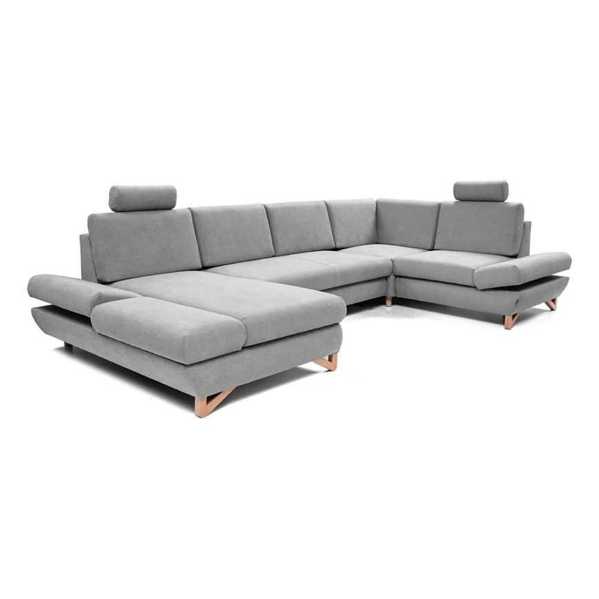 Conjunto de salón esquinero tapizado en forma de U plegable con espacio de almacenamiento AVESTA derecho gris