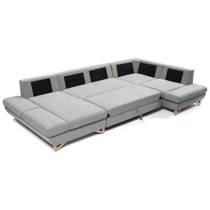 Conjunto de salón esquinero tapizado en forma de U plegable con espacio de almacenamiento AVESTA derecho gris