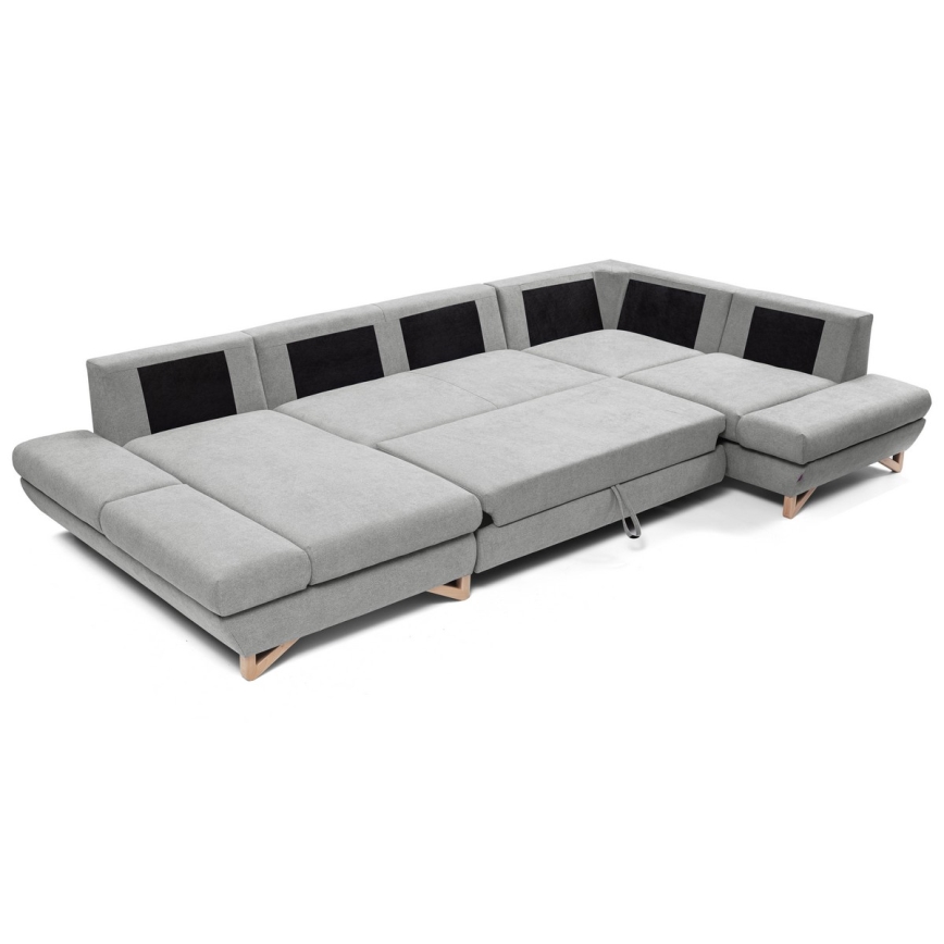 Conjunto de salón esquinero tapizado en forma de U plegable con espacio de almacenamiento AVESTA derecho gris
