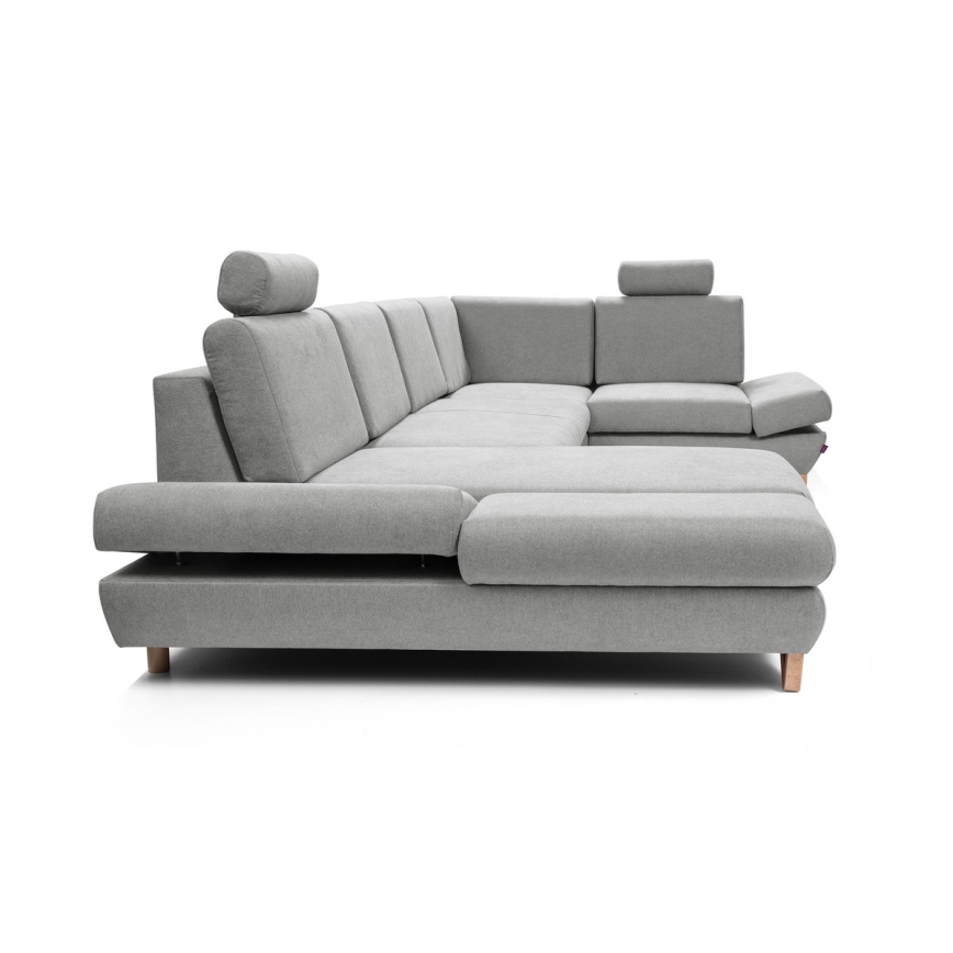 Conjunto de salón esquinero tapizado en forma de U plegable con espacio de almacenamiento AVESTA derecho gris