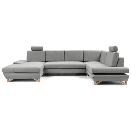 Conjunto de salón esquinero tapizado en forma de U plegable con espacio de almacenamiento AVESTA derecho gris