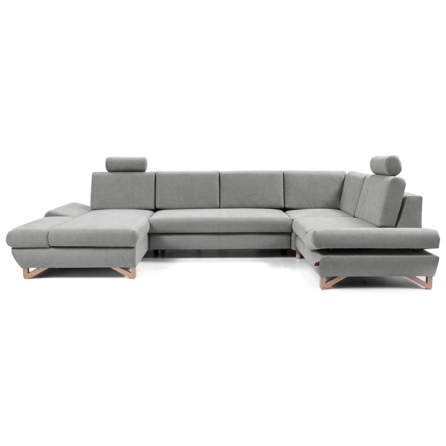 Conjunto de salón esquinero tapizado en forma de U plegable con espacio de almacenamiento AVESTA derecho gris