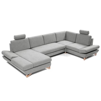 Conjunto de salón esquinero tapizado en forma de U plegable con espacio de almacenamiento AVESTA derecho gris