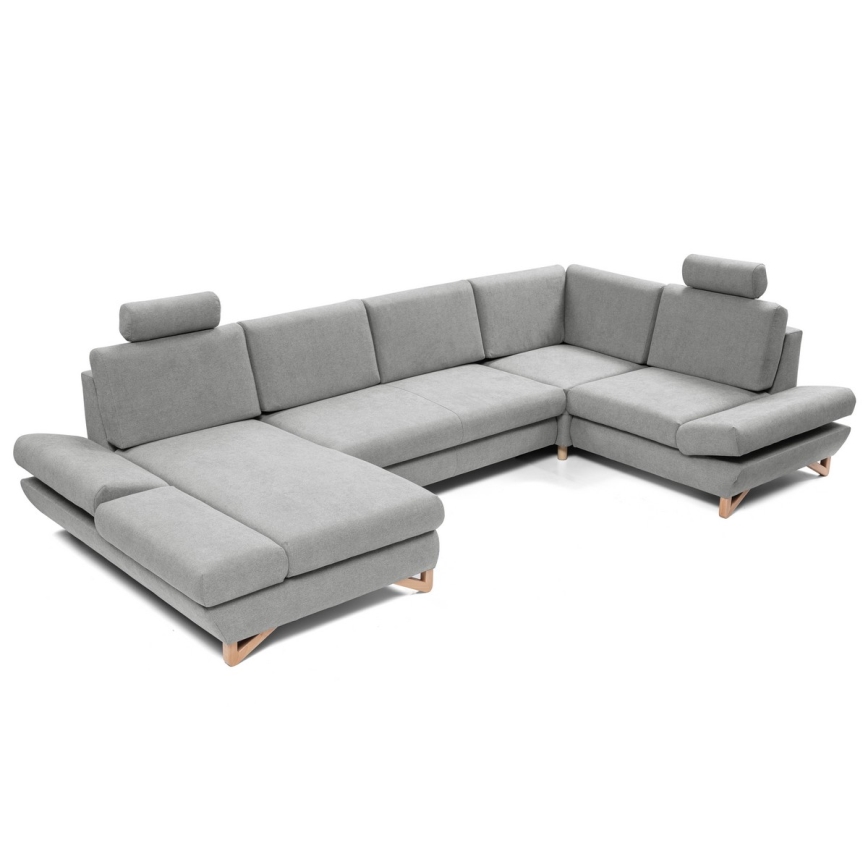 Conjunto de salón esquinero tapizado en forma de U plegable con espacio de almacenamiento AVESTA derecho gris