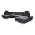 Conjunto de salón esquinero tapizado en forma de U plegable con espacio de almacenamiento AVESTA izquierda antracita