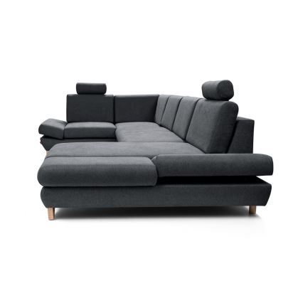 Conjunto de salón esquinero tapizado en forma de U plegable con espacio de almacenamiento AVESTA izquierda antracita