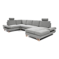 Conjunto de salón esquinero tapizado en forma de U plegable con espacio de almacenamiento AVESTA izquierda gris
