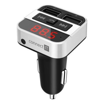 CONNECT IT CCC-8800-SL - Transmisor FM para coche con función manos libres negro/plata