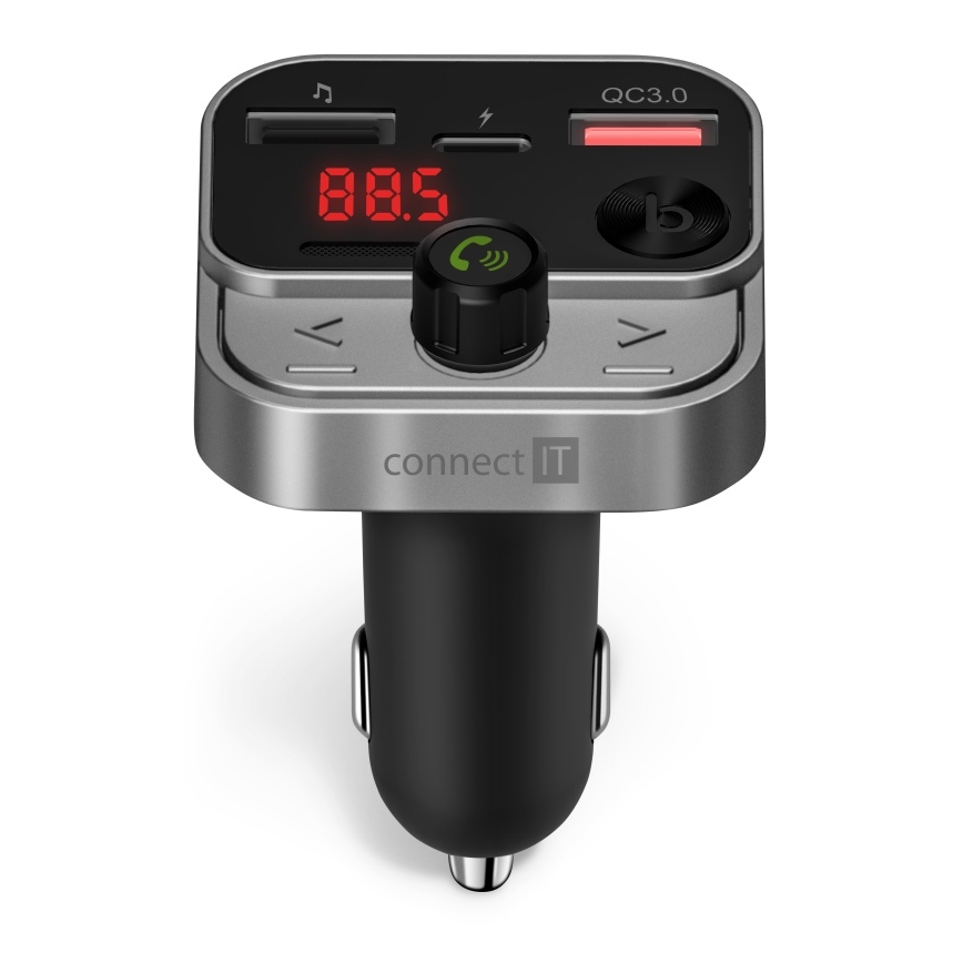 CONNECT IT CCC-8900-AN - Transmisor FM para coche con función manos libres negro/plata