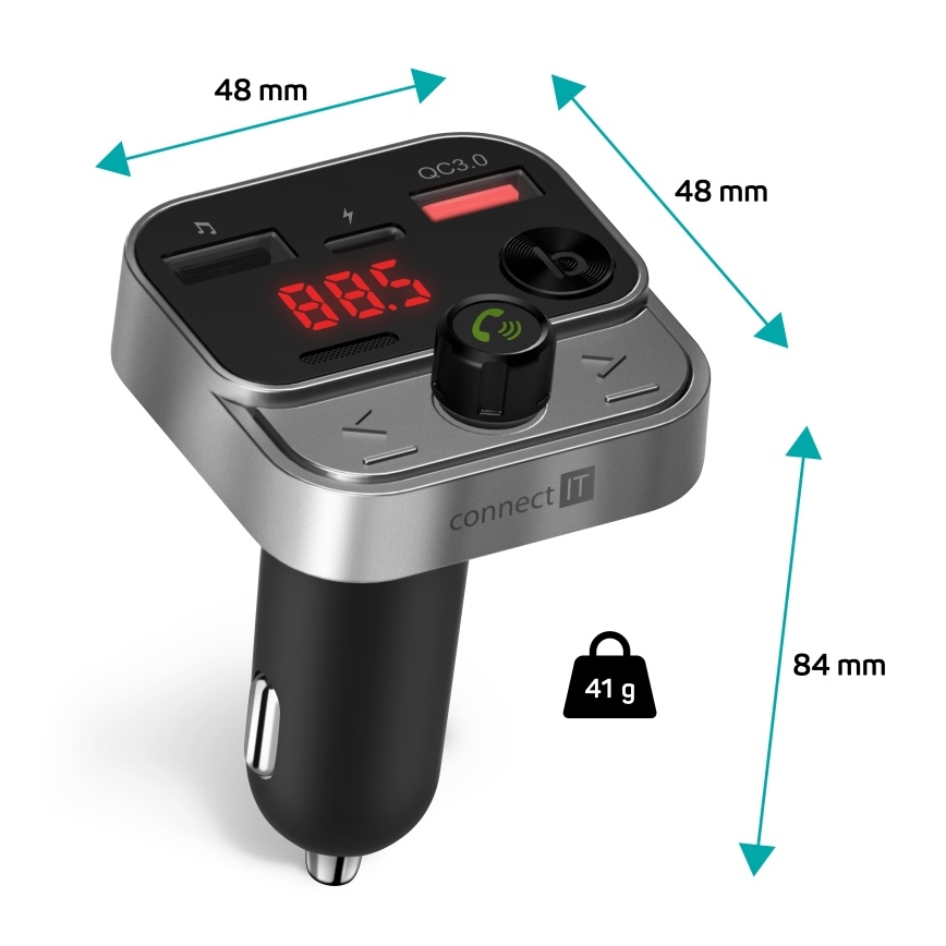 CONNECT IT CCC-8900-AN - Transmisor FM para coche con función manos libres negro/plata